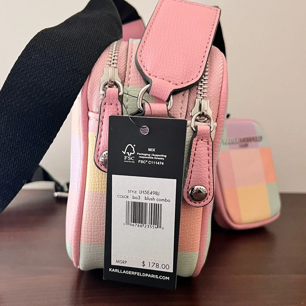 Karl Lagerfeld Pastel Color Block Crossbody Bag with Coin Case - Picture 2 of 3